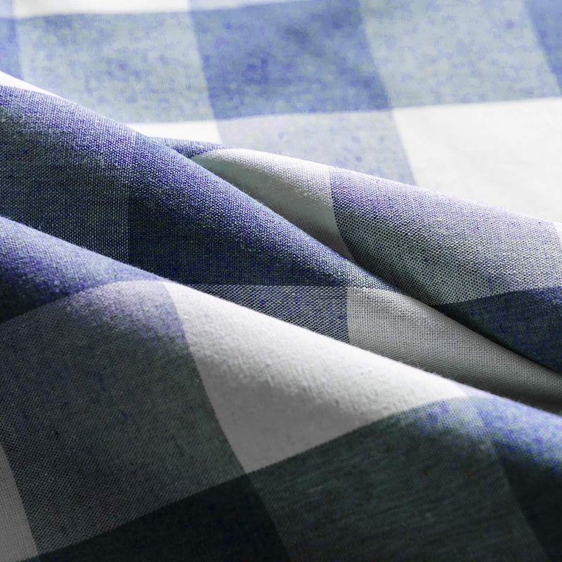 NATUS WEAVER Buffalo Check Curtains 45 inches Long Cotton Basement Navy Blue and White Gingham Plaid Kitchen Window Curtain Panels Living Room Checker Drapes Bedroom Rod Pocket Window Treatment 2 Panels - Image 4